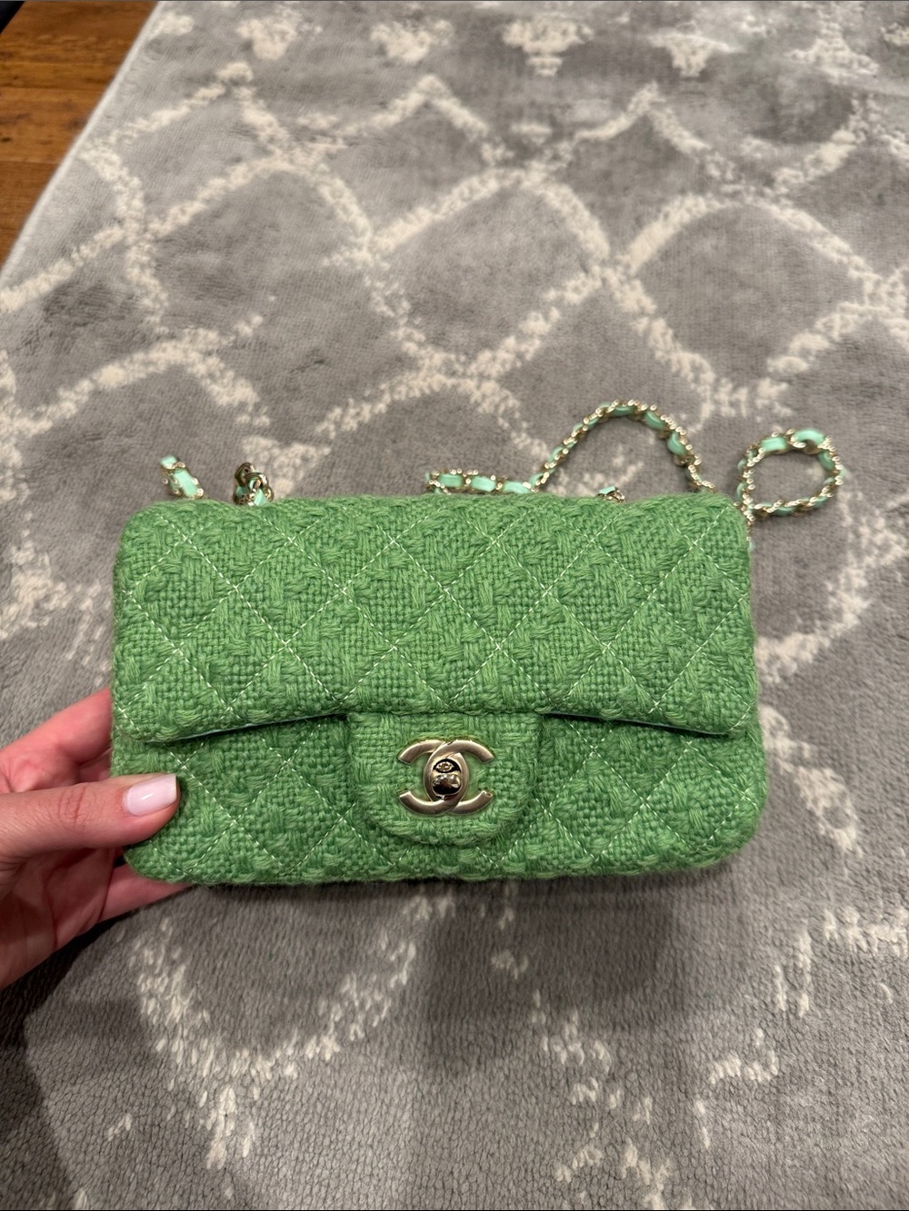 CHANEL style Green tweed mini